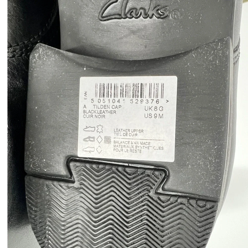 Clarks Tilden Cap Mens Black Leather Oxford Dress Shoes Size 9 M NWT